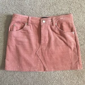Pink Corduroy Mini Skirt